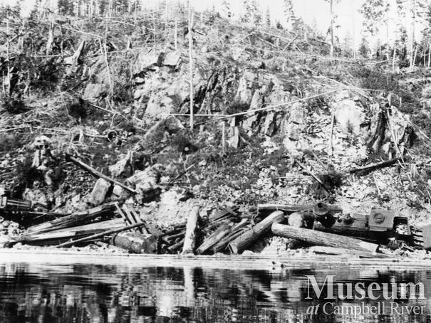 Nimpkish Timber Co.'s 5 spot locomotive off of the tracks