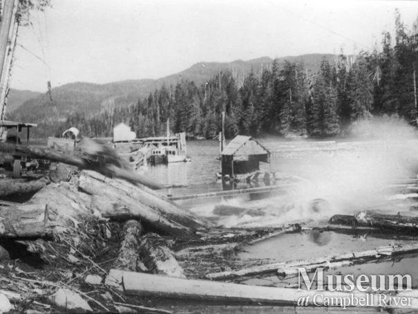 Log dump at Beaver Creek, Loughbourogh Inlet
