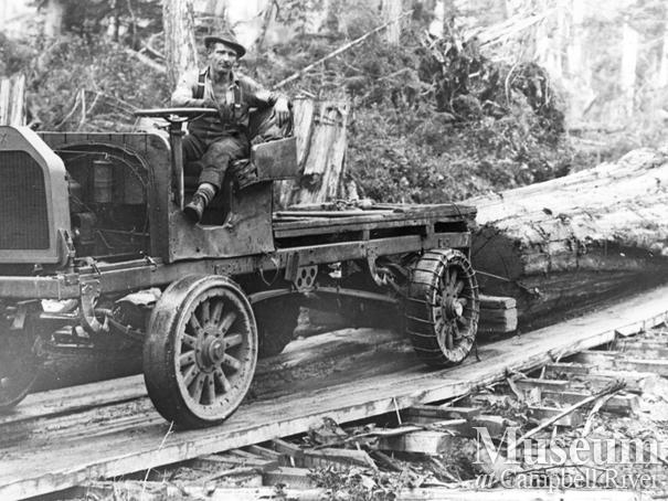 A White logging truck at Beaver Creek