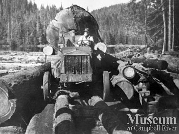 Early White logging truck, Port Neville area