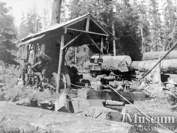 Steam donkey in operation on Quadra Island
