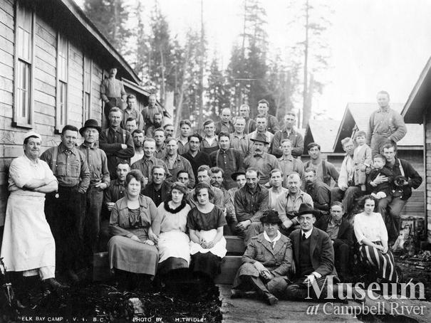 Logging crew and families at Elk Bay