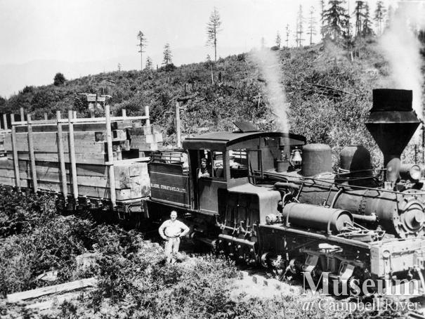 Shay locomotive near Menzie's Bay