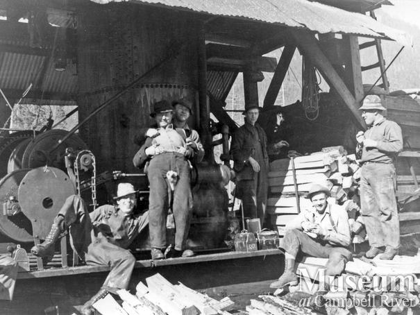Elk River Timber Co. loggers on break