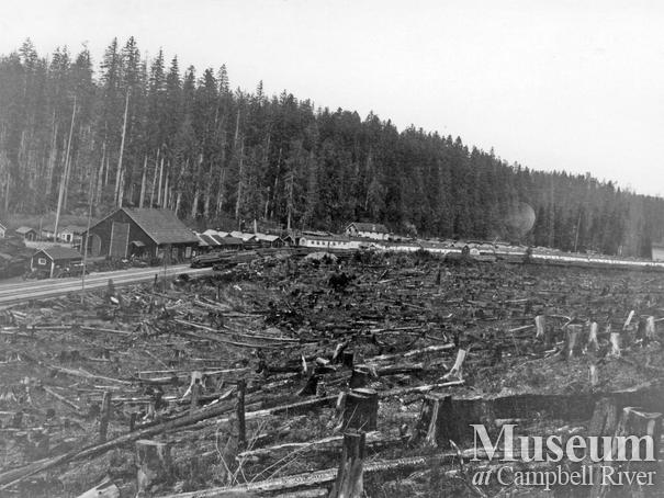 View of Elk River Timber Co. Camp 8 at Echo Lake
