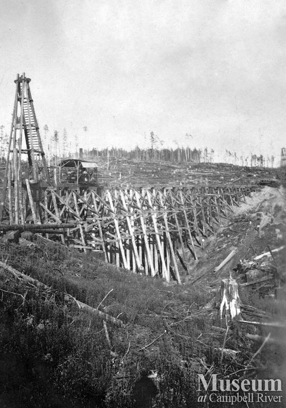 Contructing a logging railroad trestle