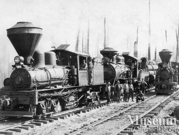 Bloedel, Stewart and Welch locomotives at Myrtle Point