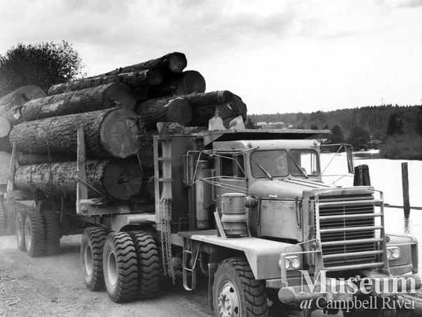 Loaded logging truck