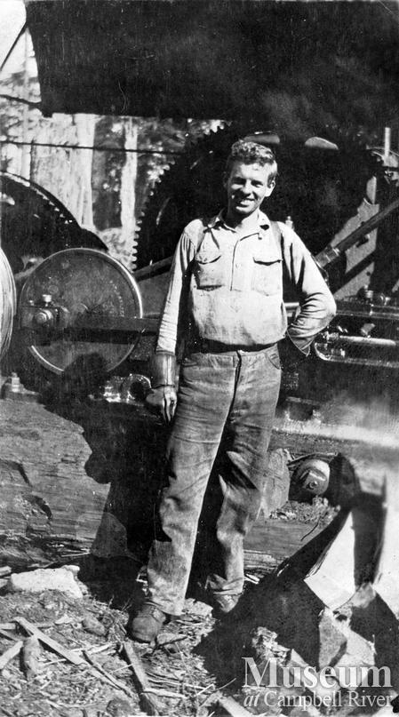 Ed Hill with his steam donkey