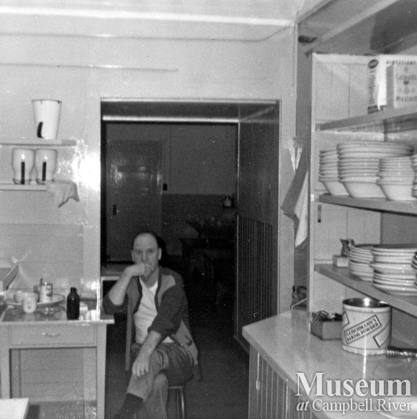 Inside the cookhouse at Bendickson Logging camp