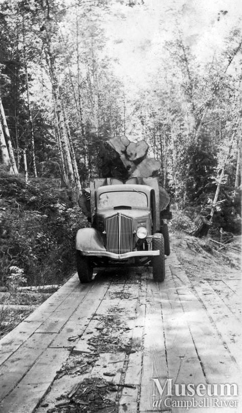 Loaded logging truck Palmer Bay