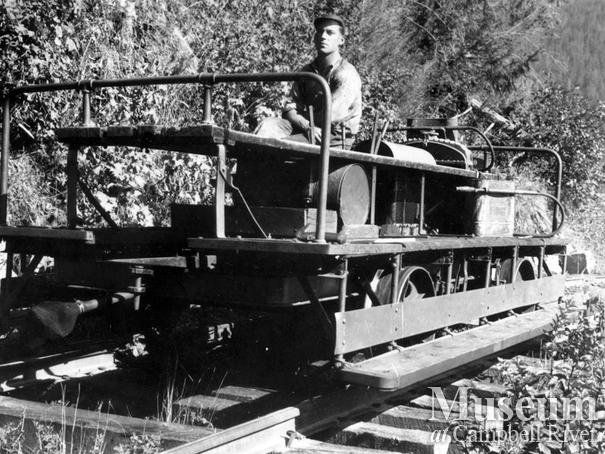 Locomotive speeder at camp in Ramsey Arm