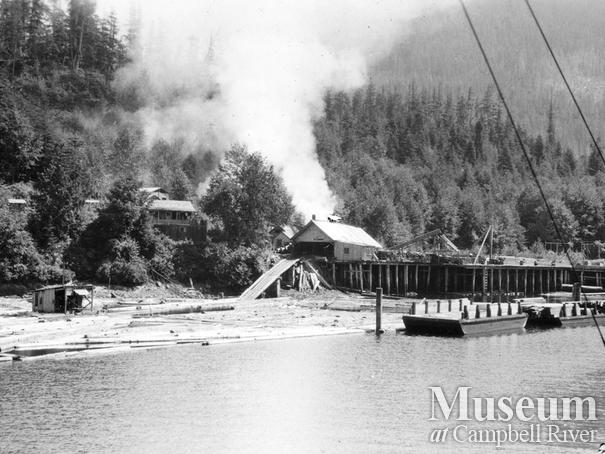 Sawmill and log boom at Telegraph Cove