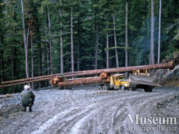 Loaded logging truck near Woss camp