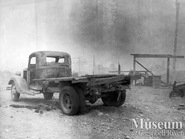 A burnt out logging camp