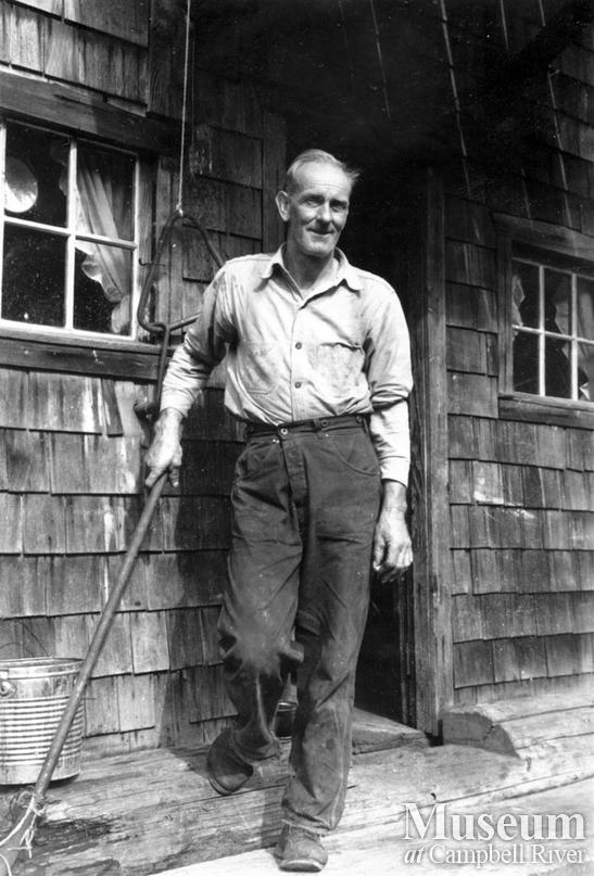 Dick Parker at his camp at Trevenon Bay