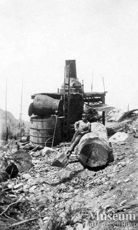 Steam donkey in use near Cape Mudge