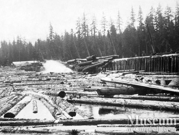 Log dump at Englewood operations, Nimpkish